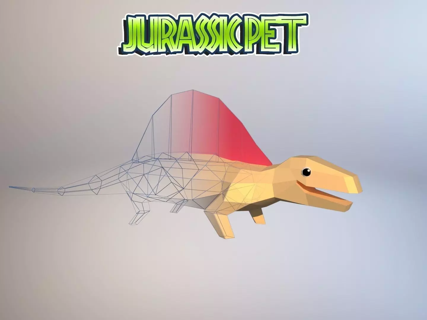 Dimetrodon jurassic pet Low-poly 3D model_0