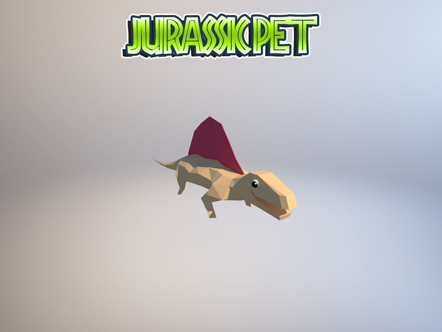 Dimetrodon jurassic pet Low-poly 3D model_25