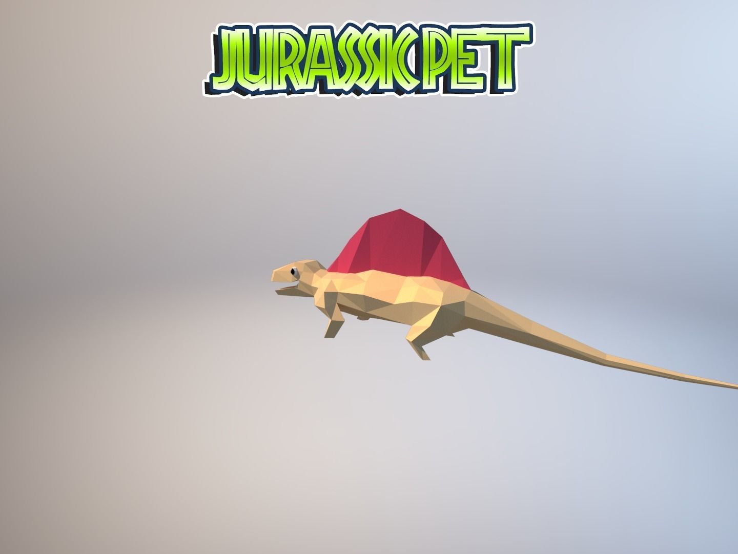 Dimetrodon jurassic pet Low-poly 3D model_7