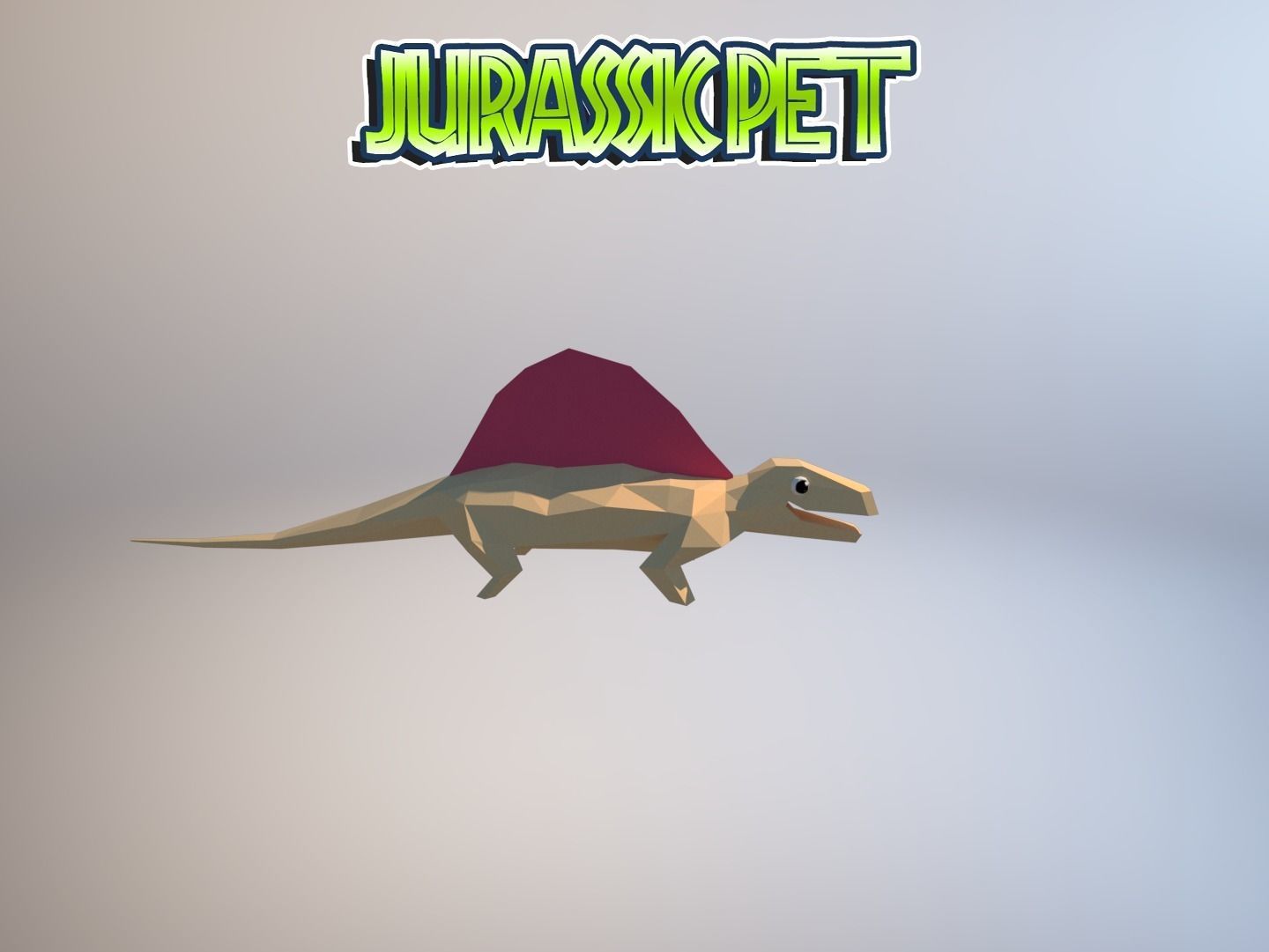 Dimetrodon jurassic pet Low-poly 3D model_21