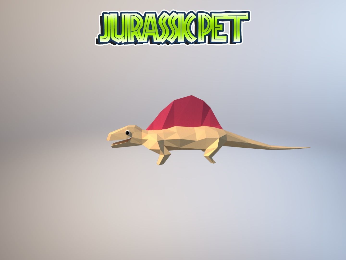 Dimetrodon jurassic pet Low-poly 3D model_34