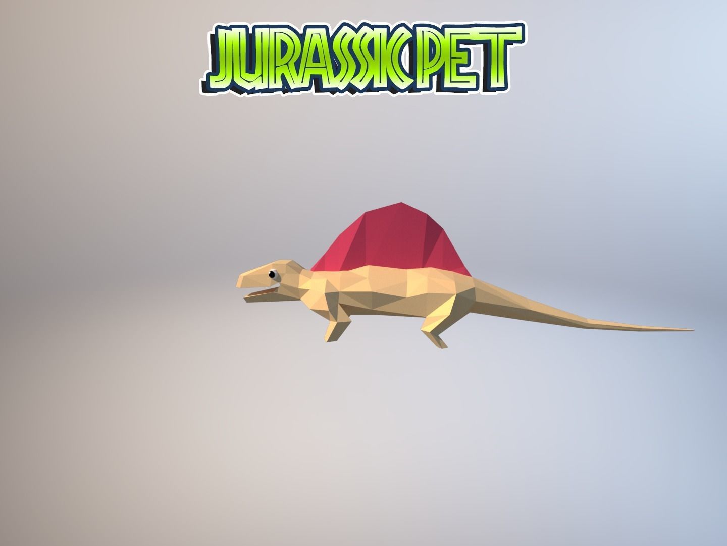 Dimetrodon jurassic pet Low-poly 3D model_5