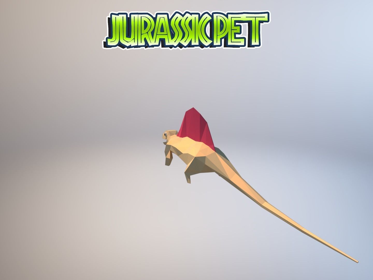 Dimetrodon jurassic pet Low-poly 3D model_10