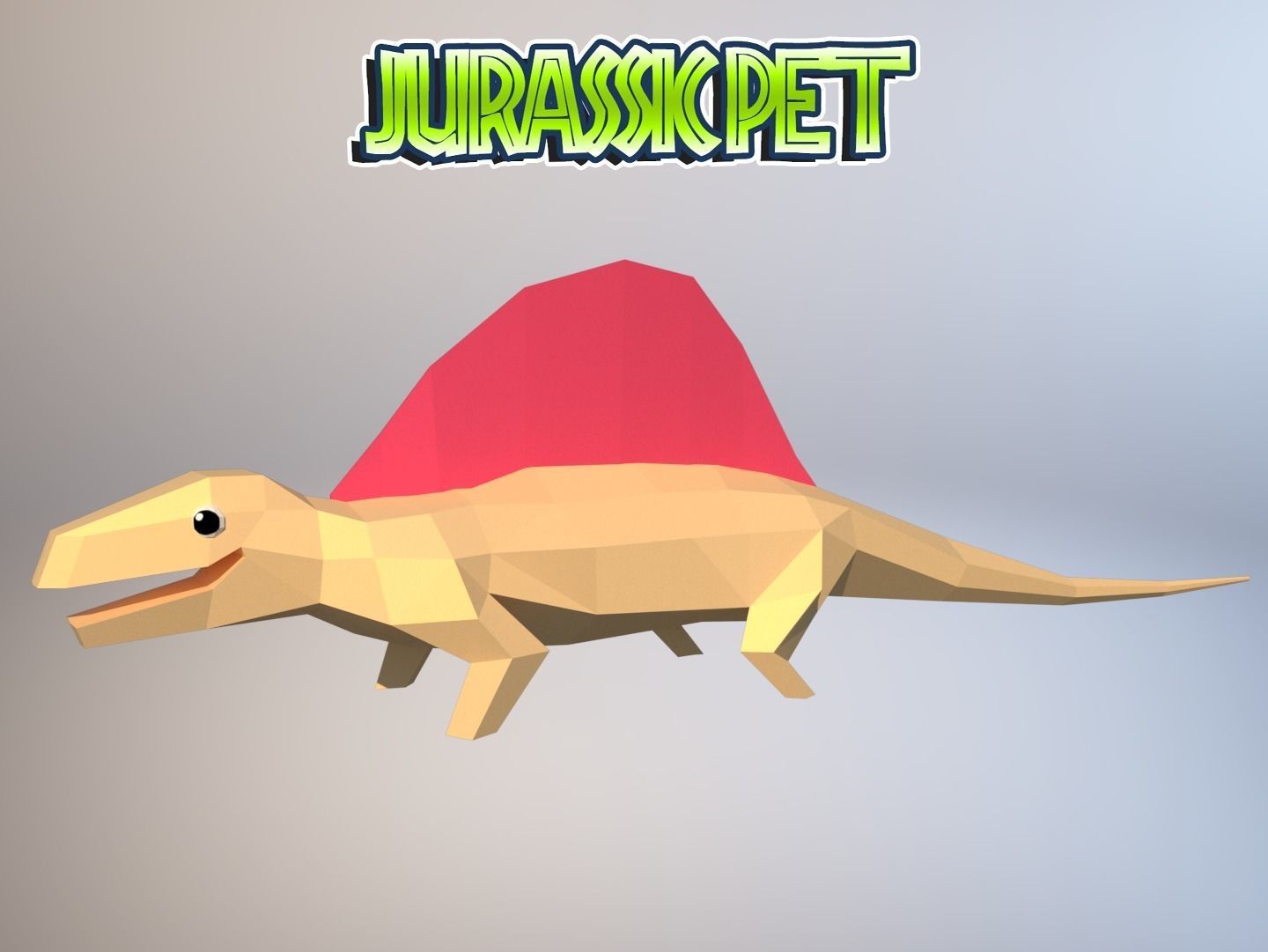 Dimetrodon jurassic pet Low-poly 3D model_3