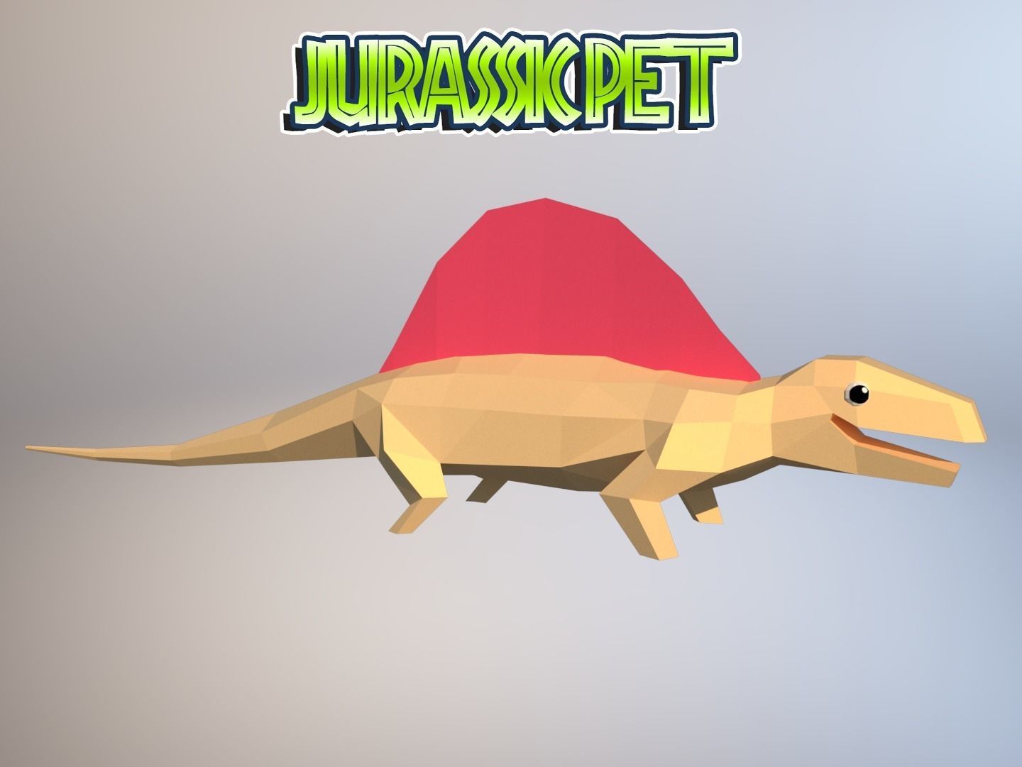 Dimetrodon jurassic pet Low-poly 3D model_4