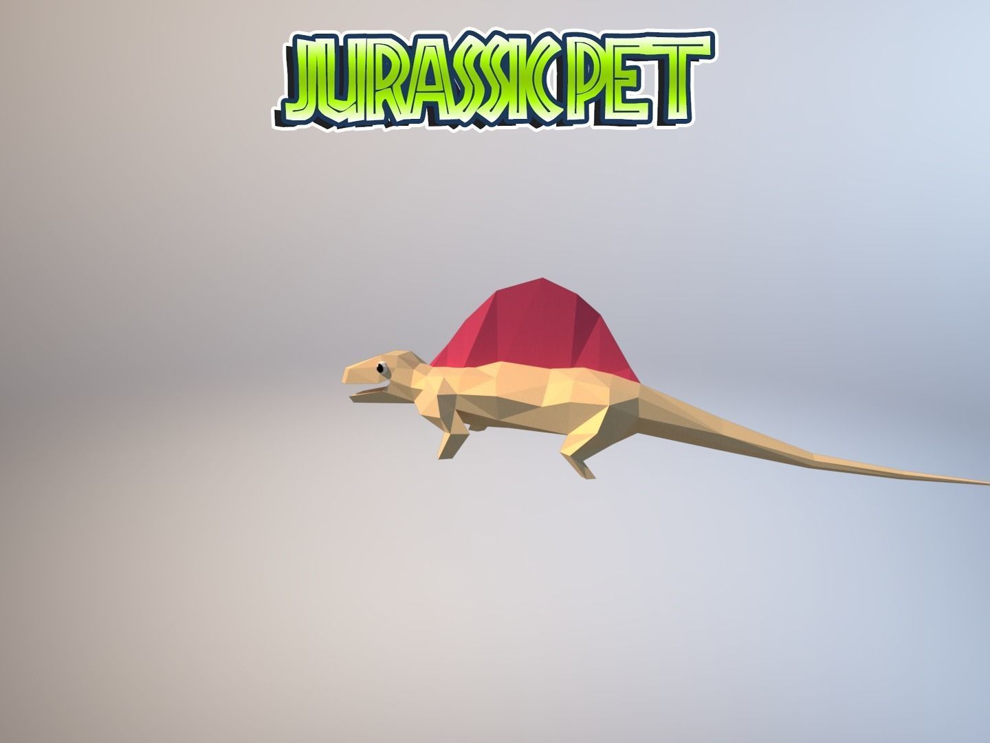 Dimetrodon jurassic pet Low-poly 3D model_6