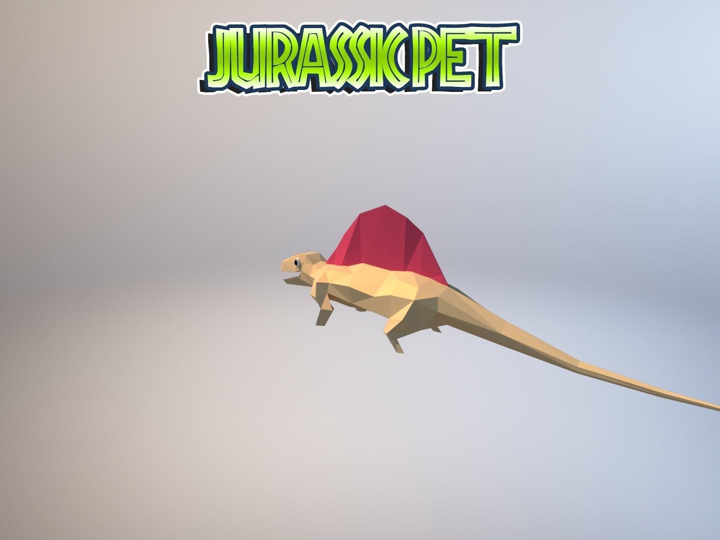 Dimetrodon jurassic pet Low-poly 3D model_8