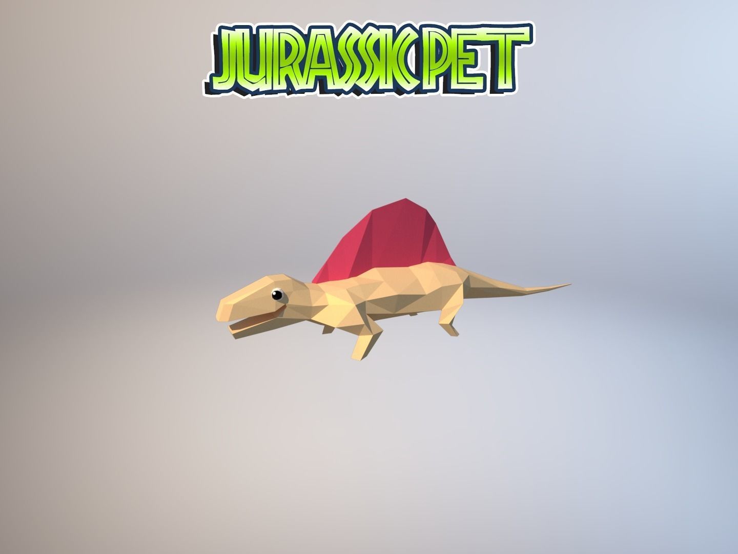 Dimetrodon jurassic pet Low-poly 3D model_32