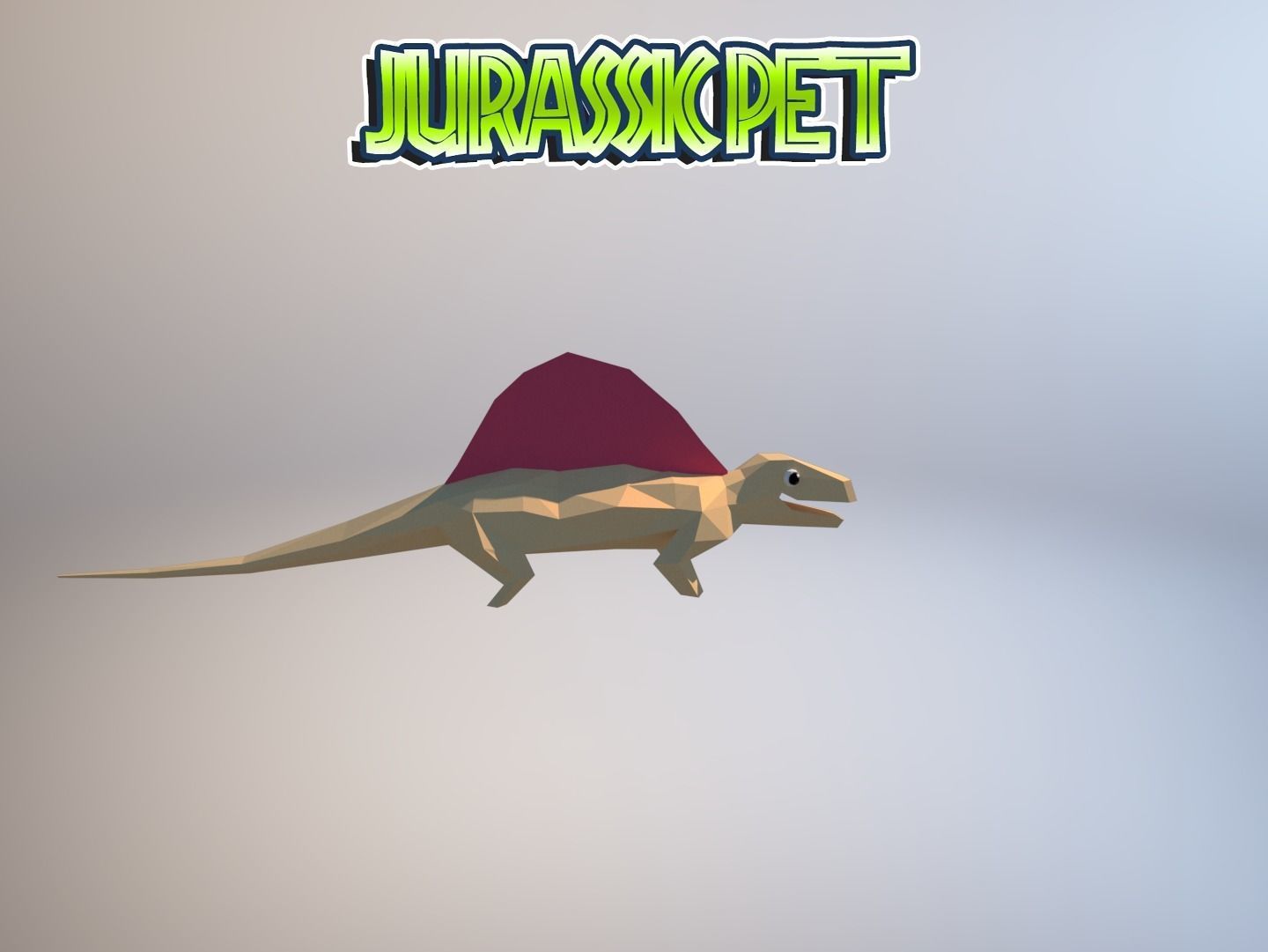 Dimetrodon jurassic pet Low-poly 3D model_20