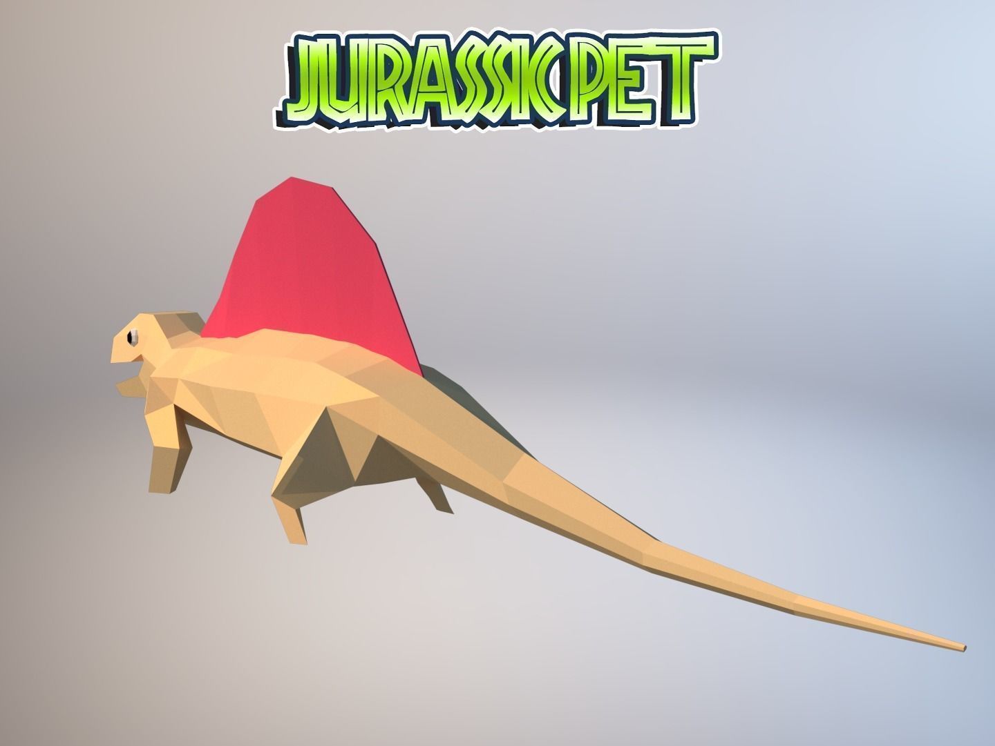 Dimetrodon jurassic pet Low-poly 3D model_1
