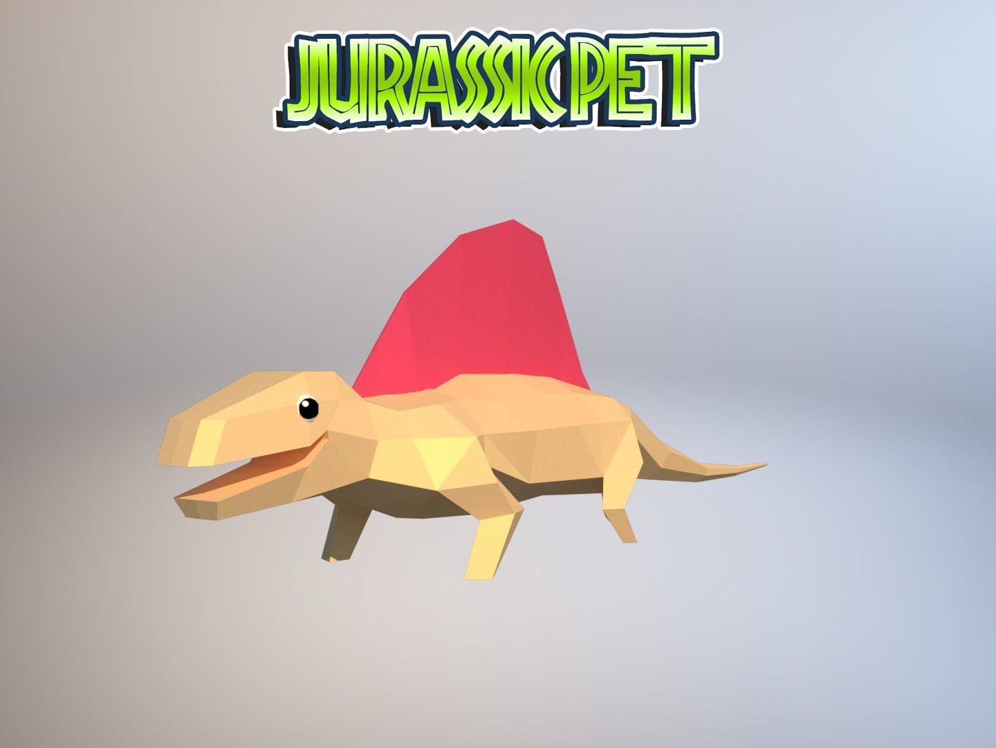 Dimetrodon jurassic pet Low-poly 3D model_2