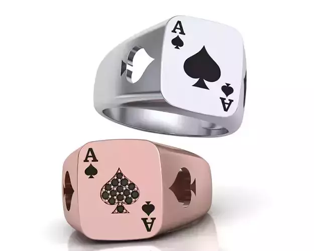 Ace Poker ring 3d model Enameled or with Diamonds  3D print model