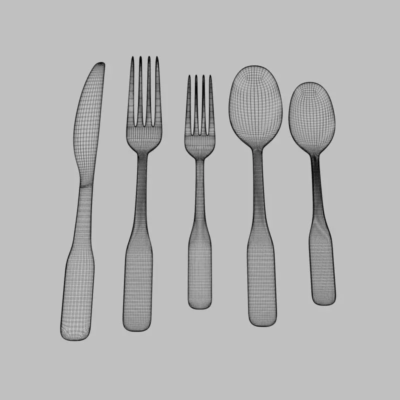 Flatware set of cutlery 3D model