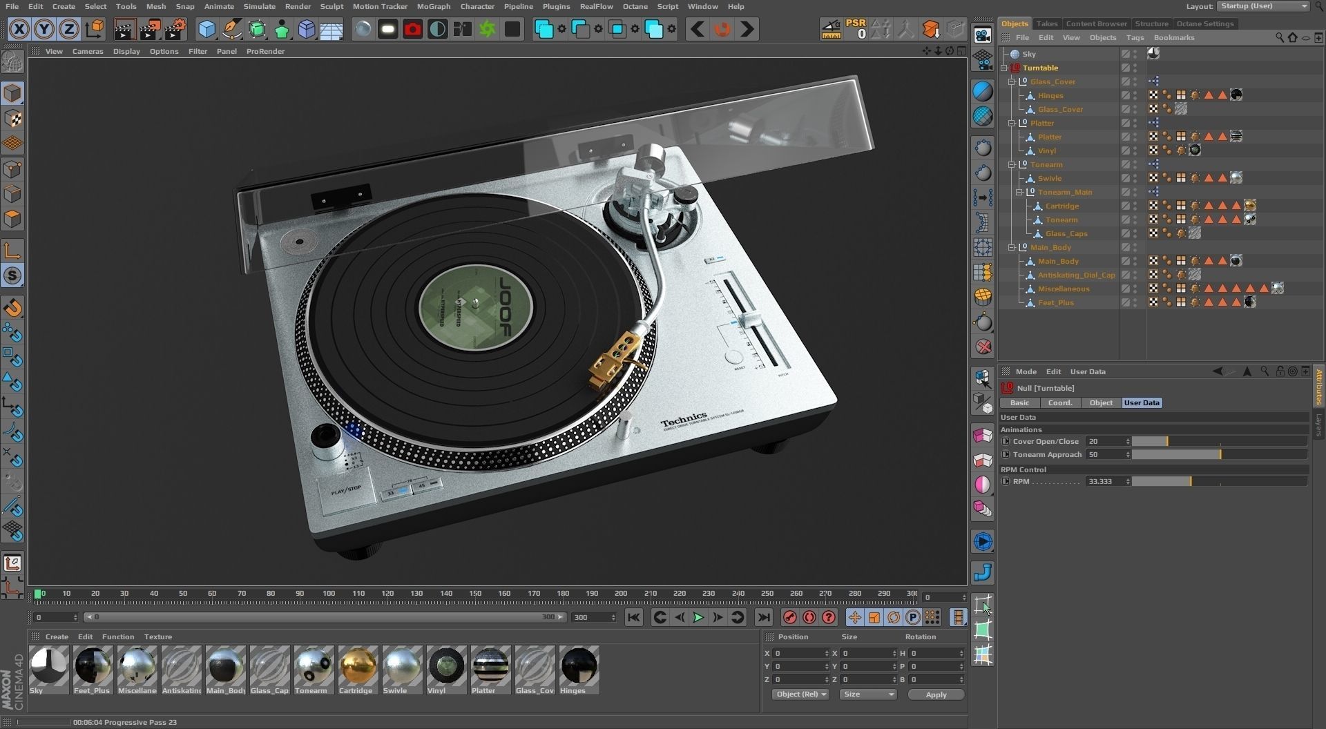 Technics Turntable Vinyl Record Player 3D model_20