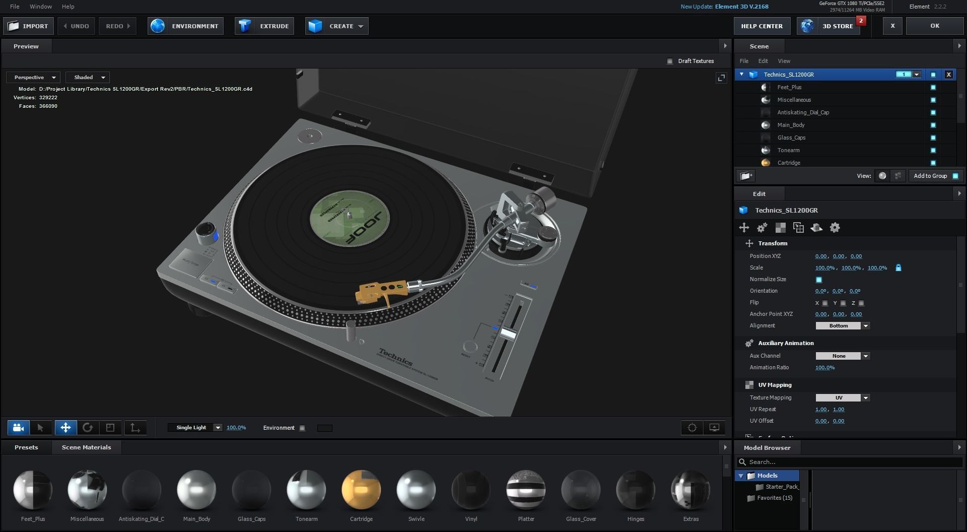 Technics Turntable Vinyl Record Player 3D model_21