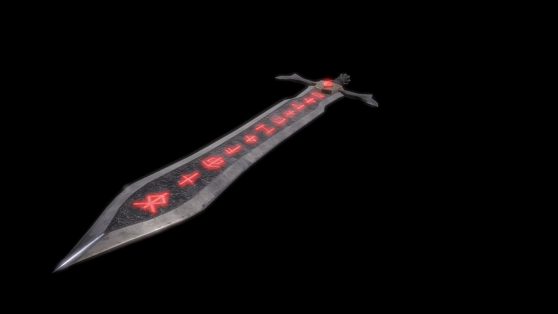 Fantasy Runesword PBR Low-poly 3D model_3