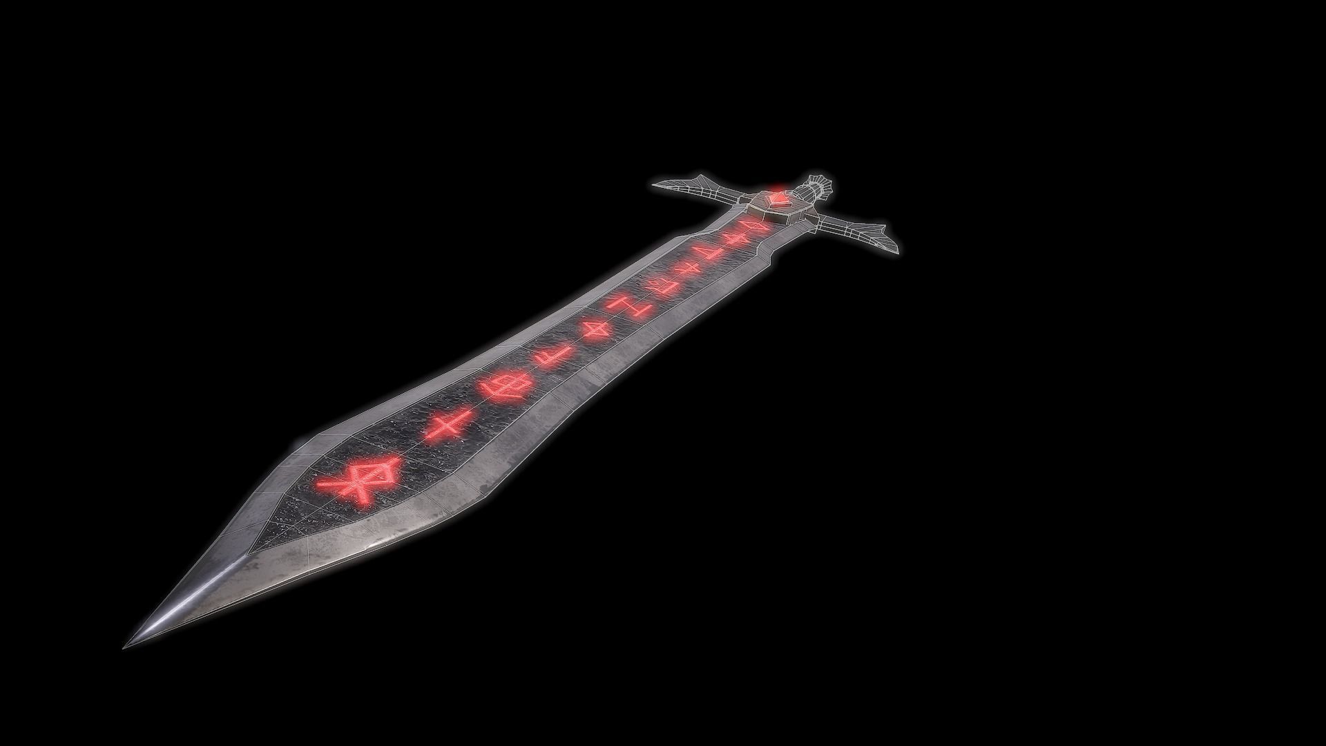 Fantasy Runesword PBR Low-poly 3D model_4