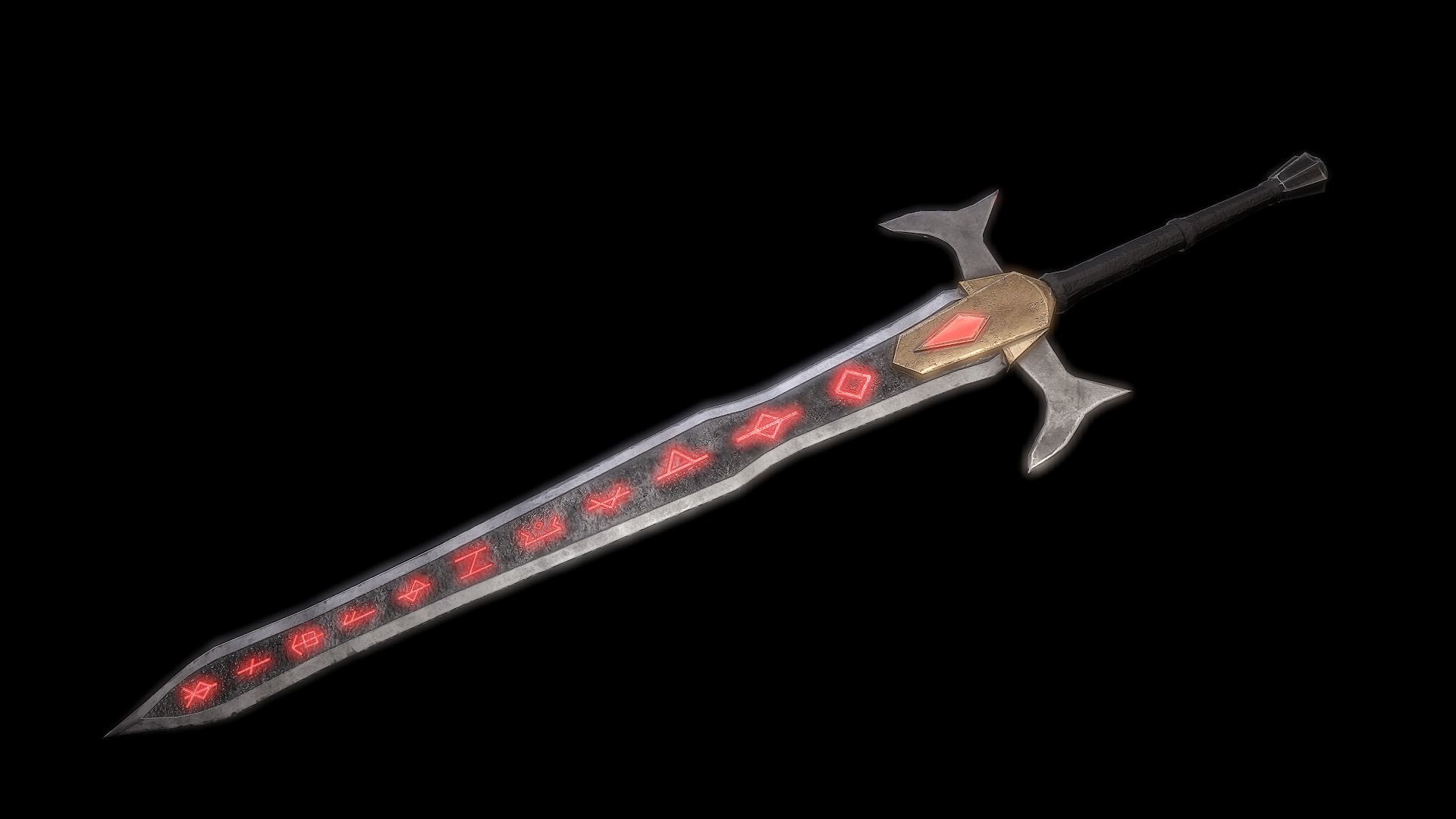 Fantasy Runesword PBR Low-poly 3D model_5