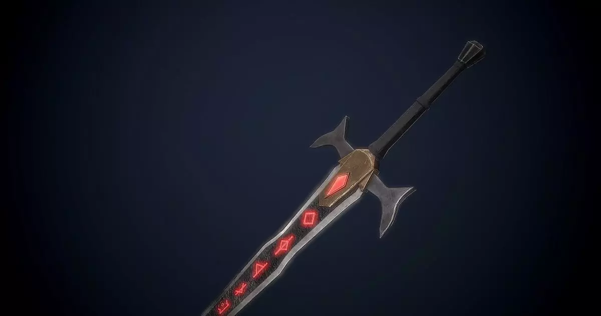 Fantasy Runesword PBR Low-poly 3D model_0