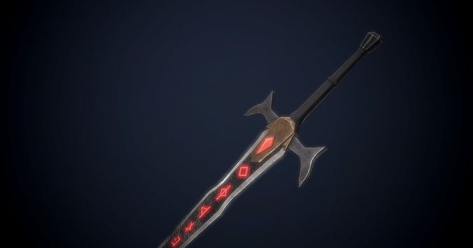 Fantasy Runesword PBR Low-poly 3D model