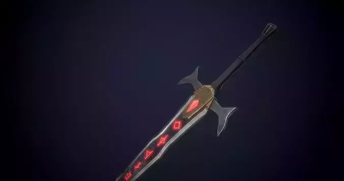 Fantasy Runesword PBR Low-poly 3D model