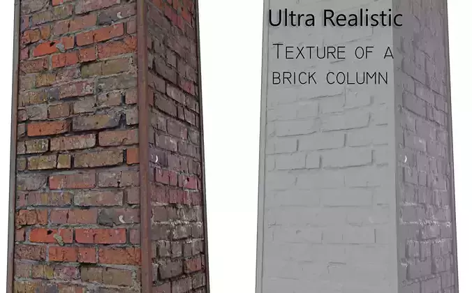 Brick column Scan texture 3D model