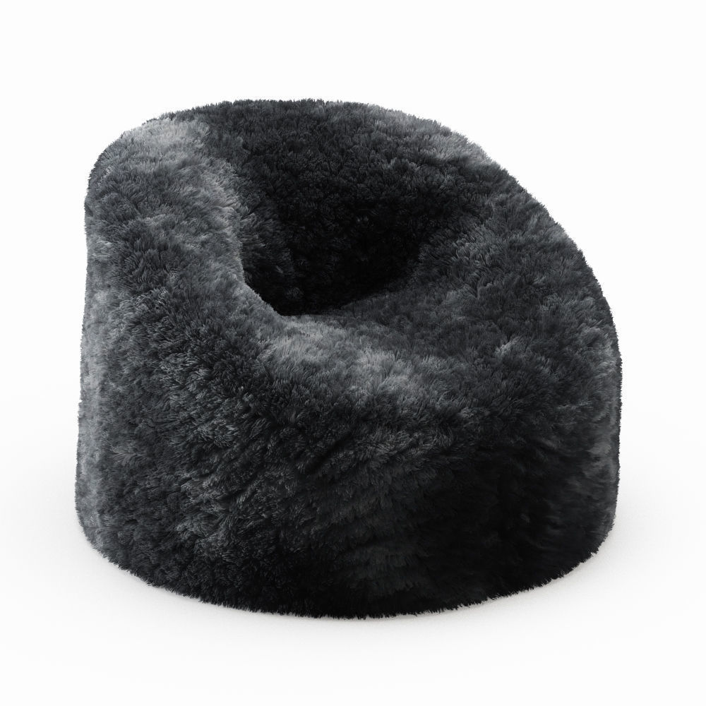 Sheepskin Beanbag Gray 3D model_1