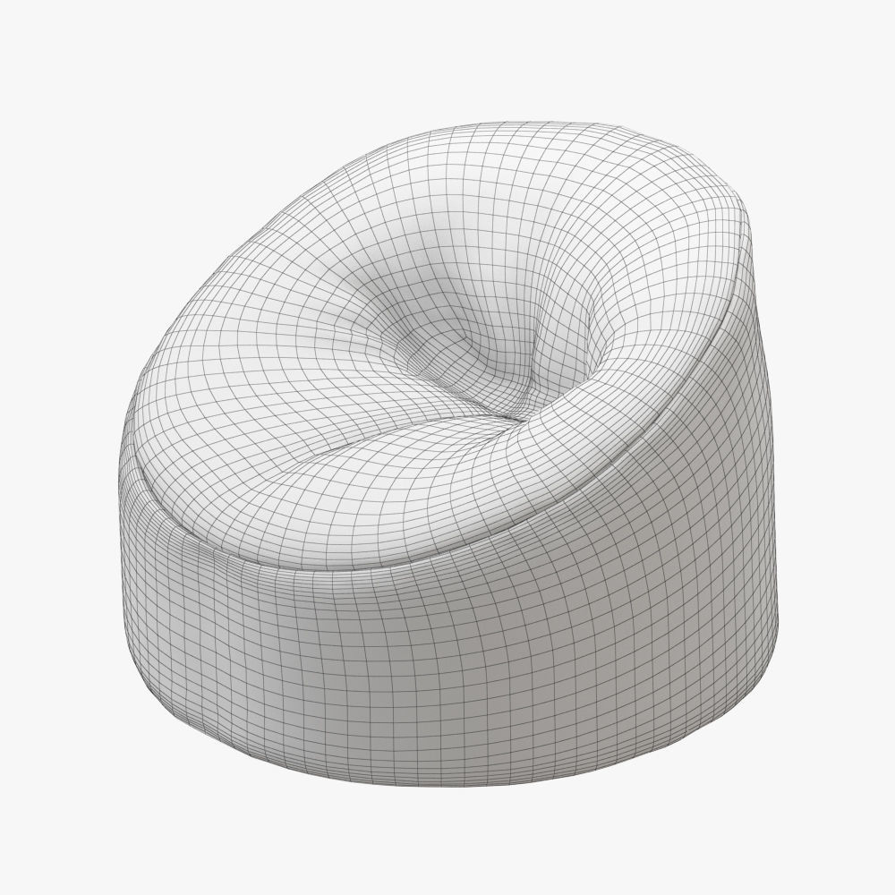 Sheepskin Beanbag Gray 3D model_3