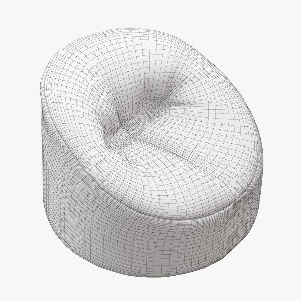 Sheepskin Beanbag Gray 3D model_4