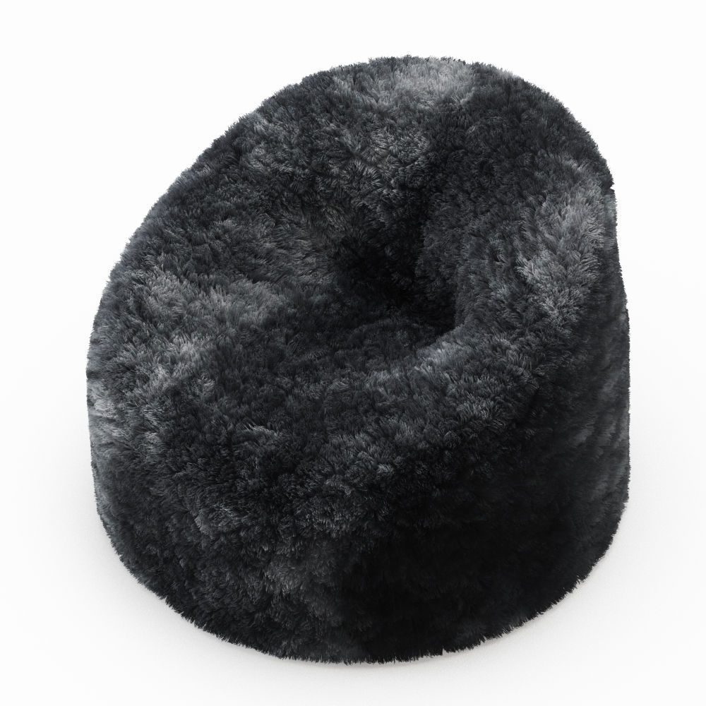 Sheepskin Beanbag Gray 3D model_2