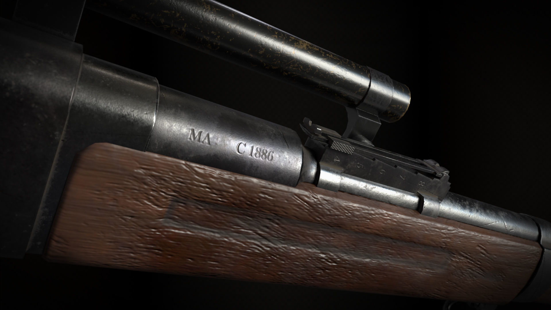 Lebel 1886 M93 With Scope and Bayonet Low-poly 3D model_9