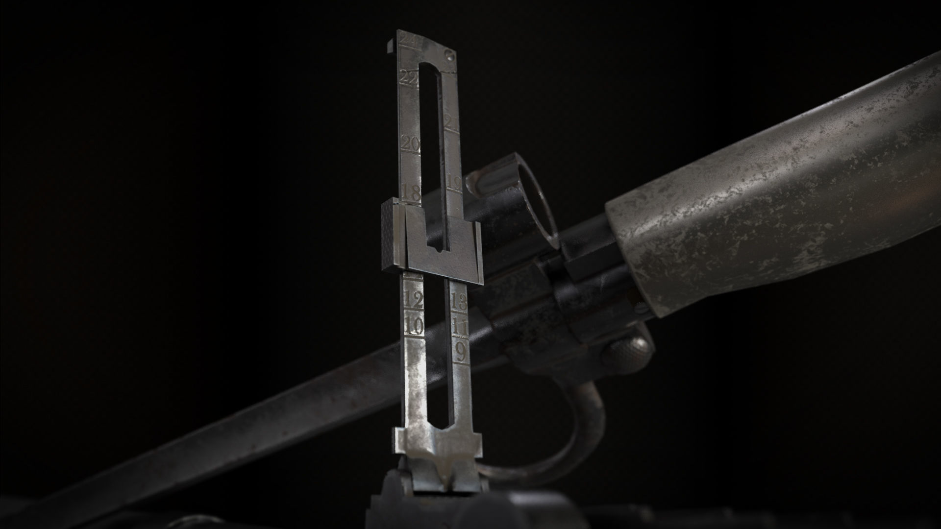 Lebel 1886 M93 With Scope and Bayonet Low-poly 3D model_7
