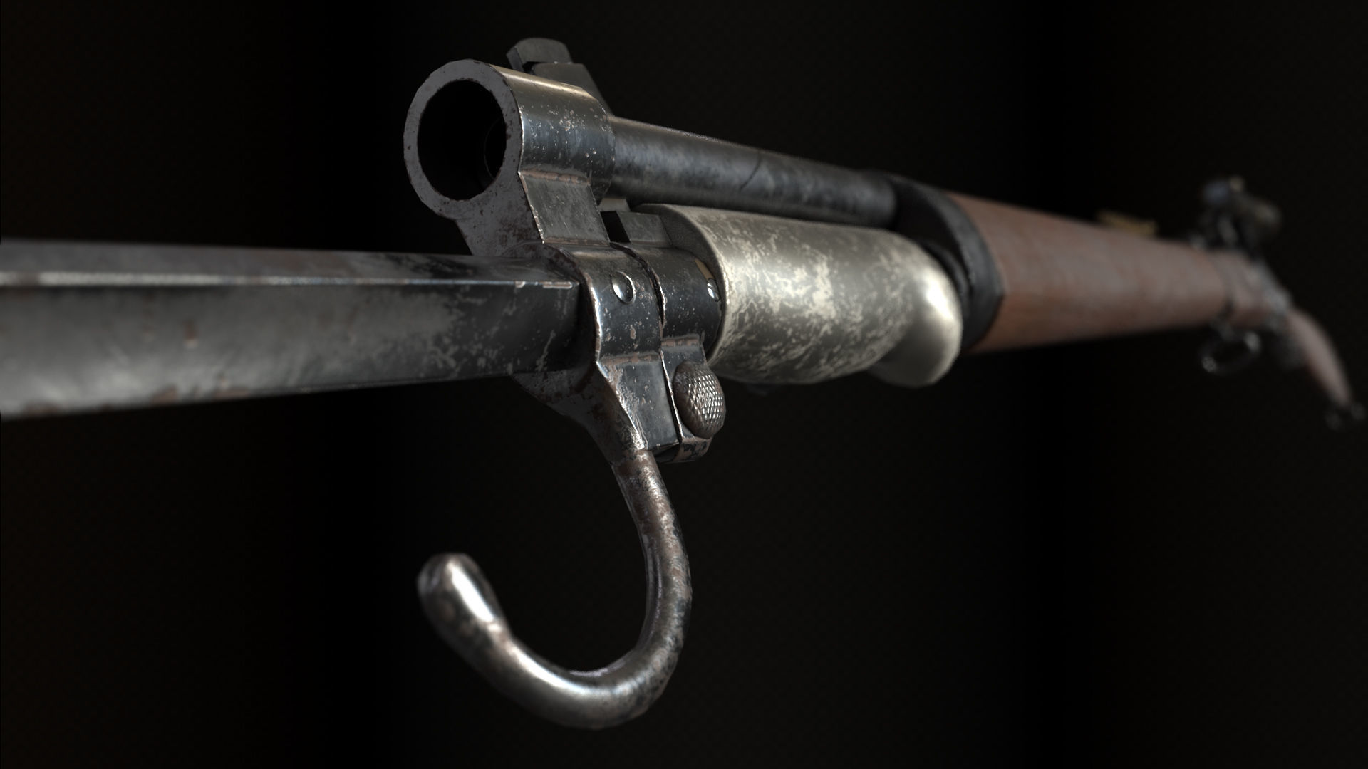 Lebel 1886 M93 With Scope and Bayonet Low-poly 3D model_5