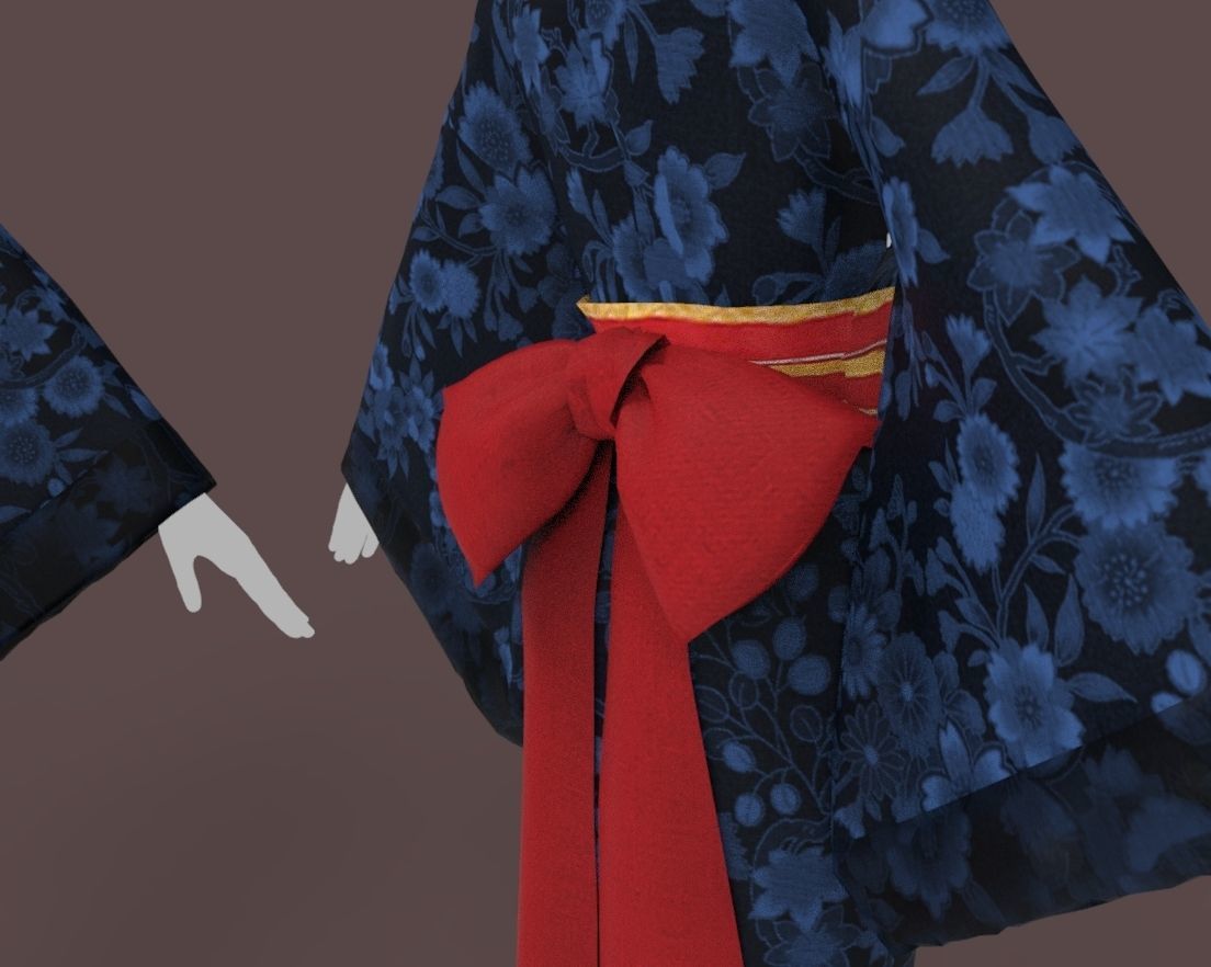 Kimono model japanese Low-poly 3D model_2