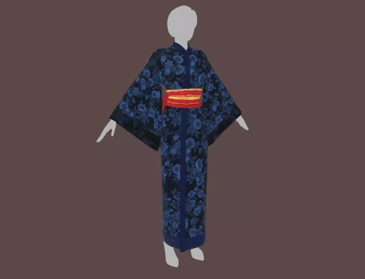 Kimono model japanese Low-poly 3D model_0