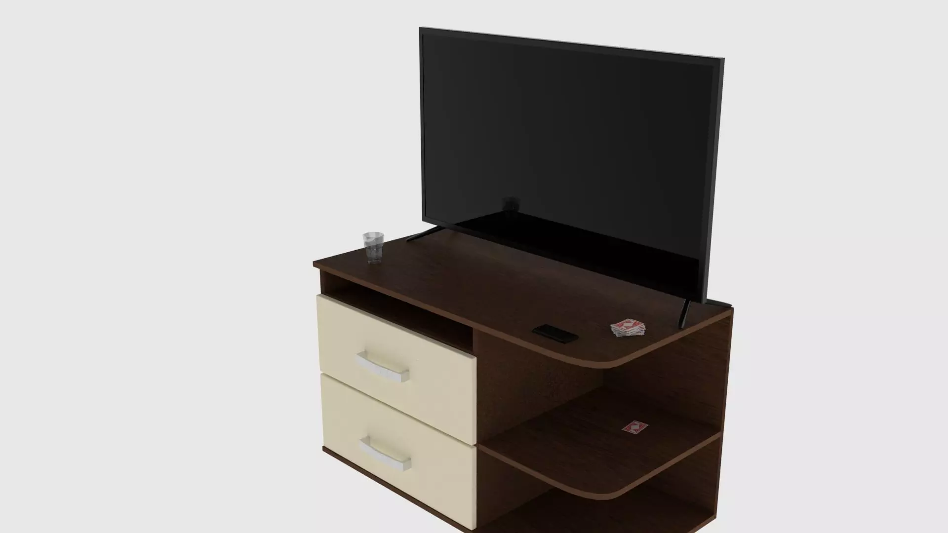 Desk with TV Low-poly 3D model
