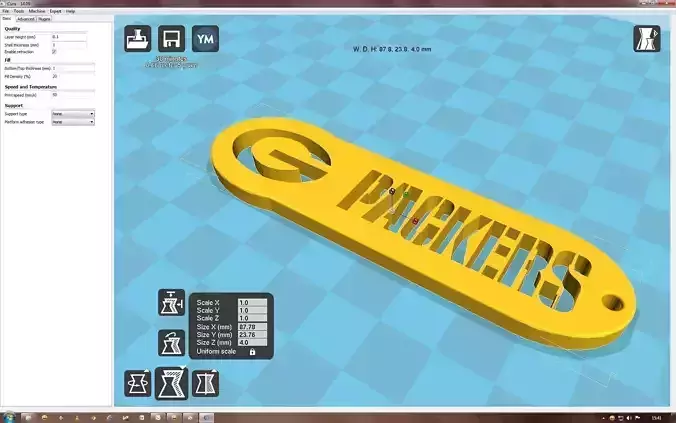 3D printable Green Bay Packers key-chain logo 4