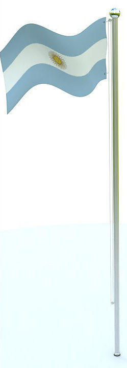 Argentinian flag on pole 3D model_4