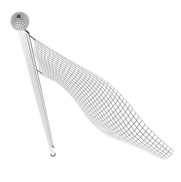 Argentinian flag on pole 3D model_12