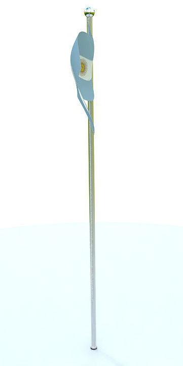 Argentinian flag on pole 3D model_5