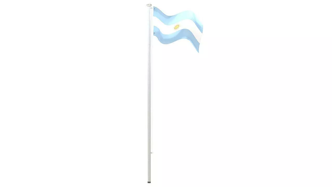 Argentinian flag on pole 3D model_0