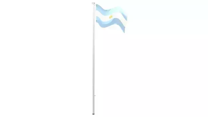 Argentinian flag on pole 3D model