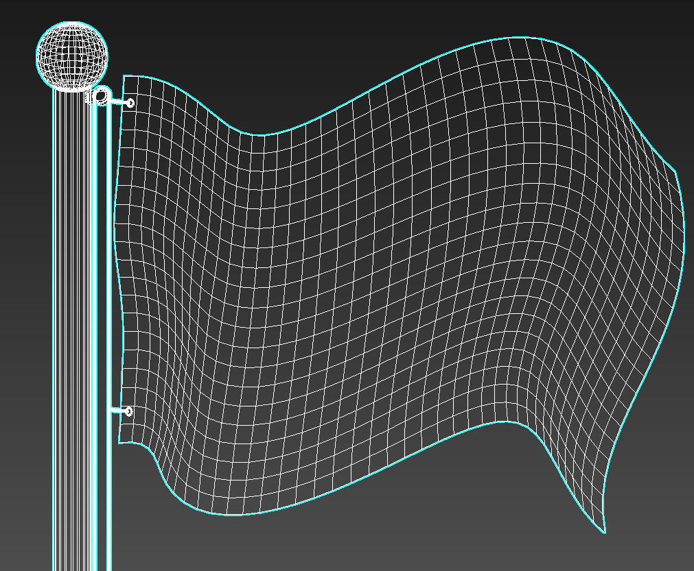 Argentinian flag on pole 3D model_8