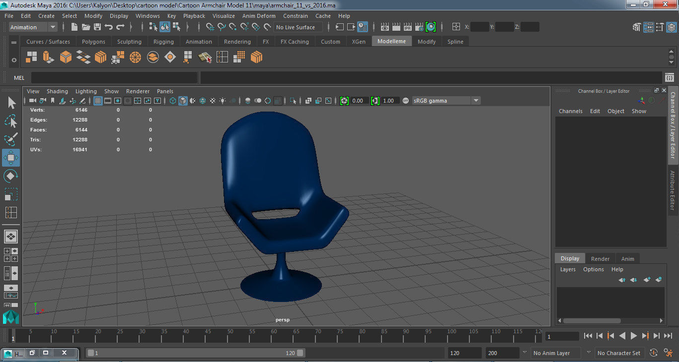 Cartoon Armchair Model 11 3D model_5