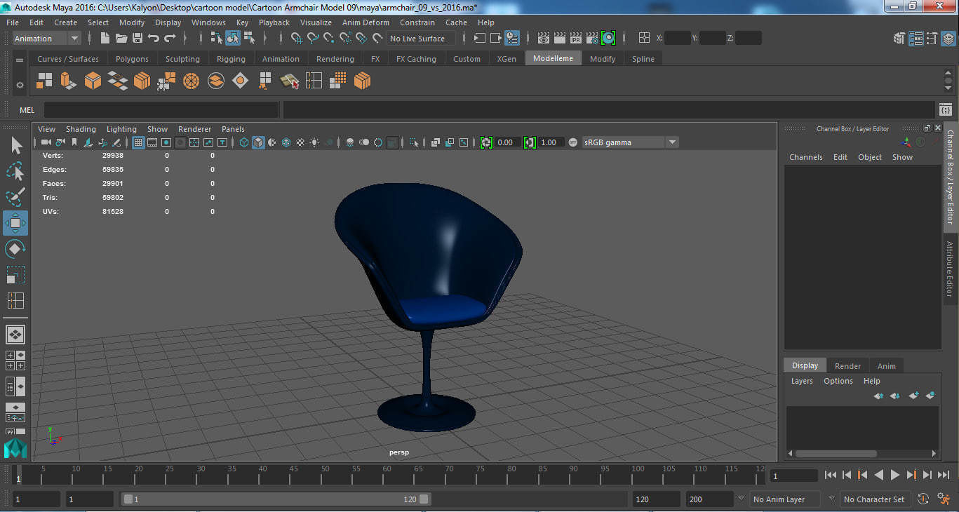 Cartoon Armchair Model 10 3D model_5