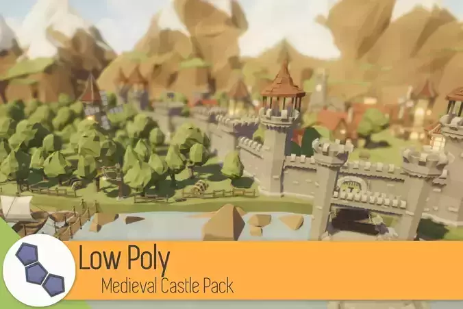 Low Poly Medieval Castle Pack Low-poly 3D model
