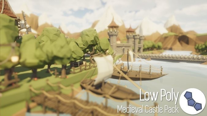 Low Poly Medieval Castle Pack Low-poly 3D model 7