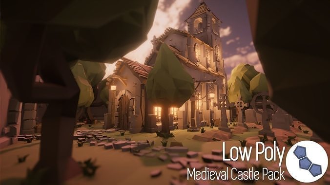 Low Poly Medieval Castle Pack Low-poly 3D model 4