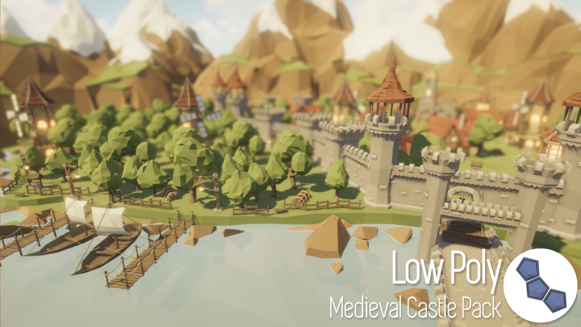 Low Poly Medieval Castle Pack Low-poly 3D model_8