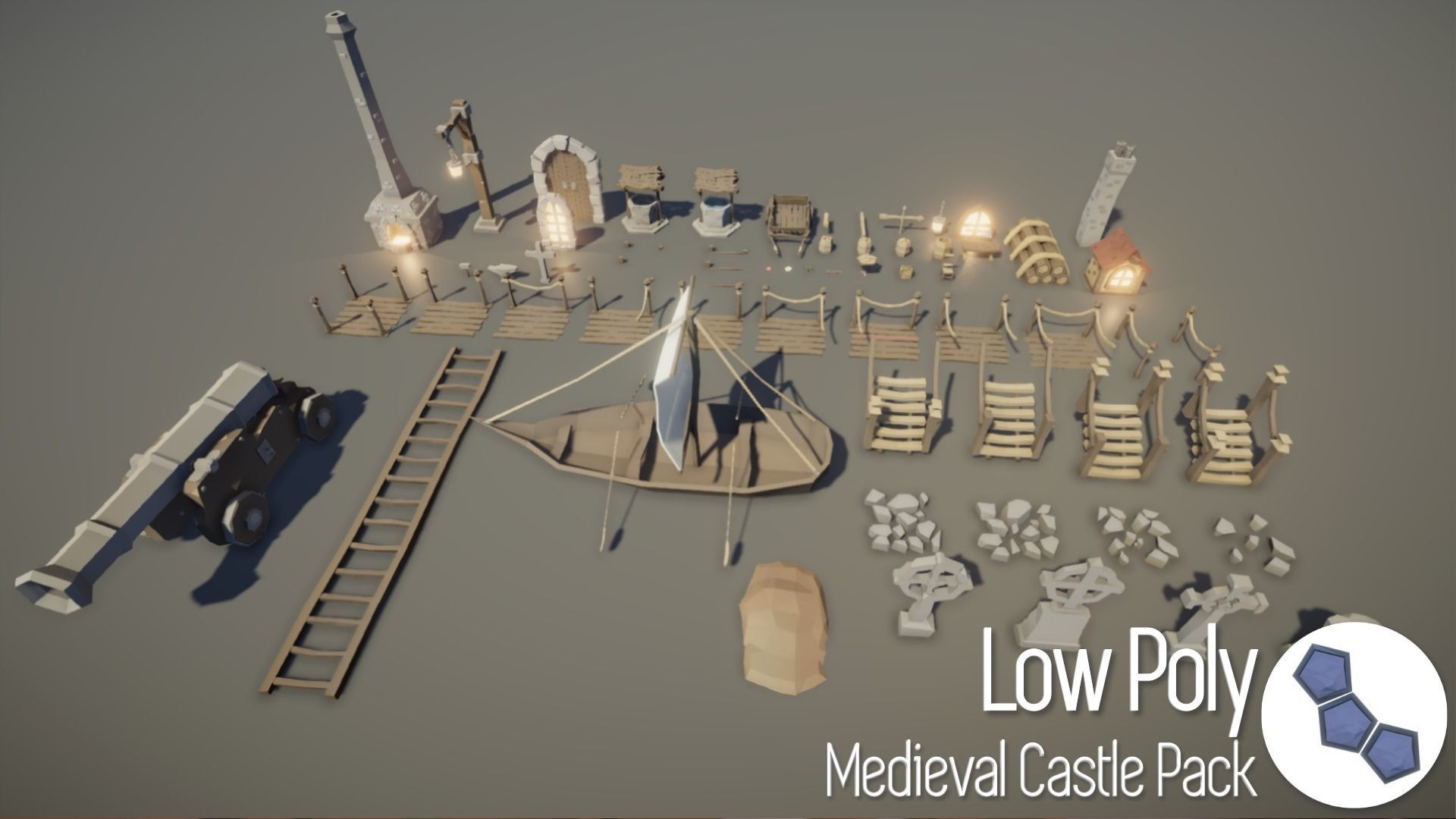 Low Poly Medieval Castle Pack Low-poly 3D model_11